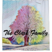 Moderne waterverf van gekleurde sneeuwbomen douchegordijn (Voorkant)