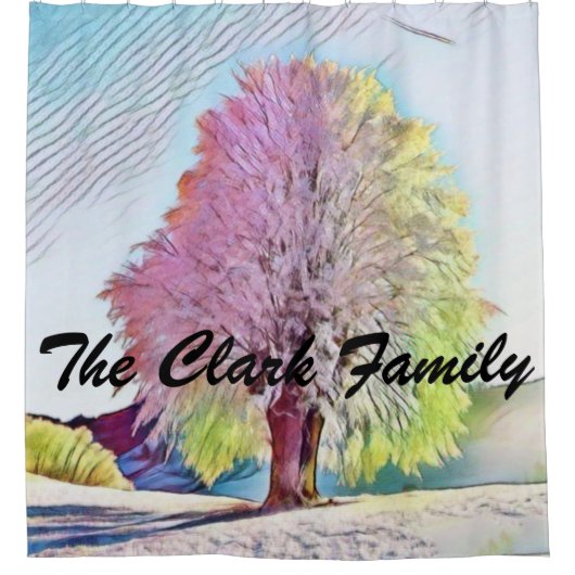 Moderne waterverf van gekleurde sneeuwbomen douchegordijn (Voorkant)