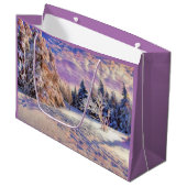 Moderne waterverf van gekleurde sneeuwbomen groot cadeauzakje (Voorkant Gekanteld)