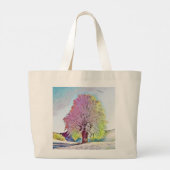 Moderne waterverf van gekleurde sneeuwbomen grote tote bag (Achterkant)