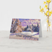 Moderne waterverf van gekleurde sneeuwbomen kaart (Gele Bloem)