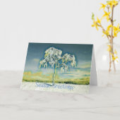 Moderne waterverf van gekleurde sneeuwbomen kaart (Gele Bloem)