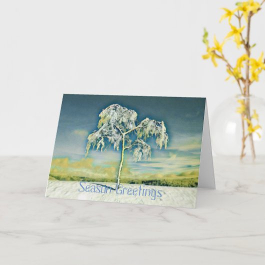 Moderne waterverf van gekleurde sneeuwbomen kaart (Gele Bloem)