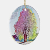 Moderne waterverf van gekleurde sneeuwbomen keramisch ornament (Rechts)