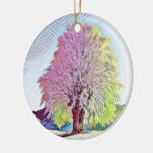 Moderne waterverf van gekleurde sneeuwbomen keramisch ornament (Links)