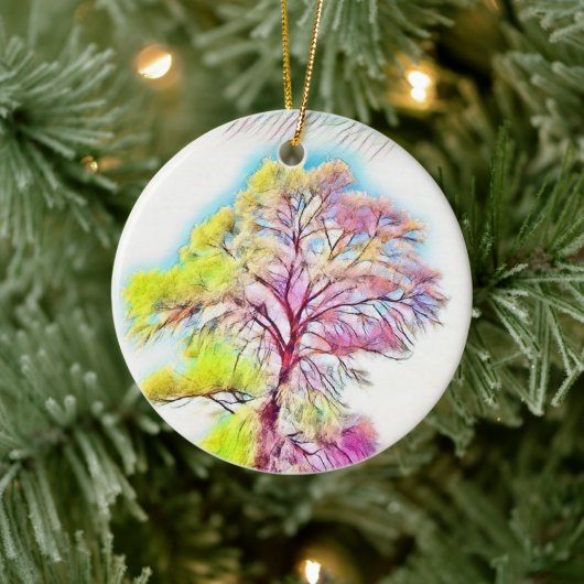 Moderne waterverf van gekleurde sneeuwbomen keramisch ornament (Boom)