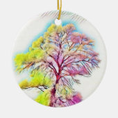 Moderne waterverf van gekleurde sneeuwbomen keramisch ornament (Voorkant)