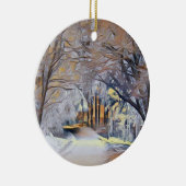 Moderne waterverf van gekleurde sneeuwbomen keramisch ornament (Rechts)