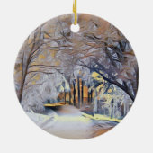 Moderne waterverf van gekleurde sneeuwbomen keramisch ornament (Achterkant)