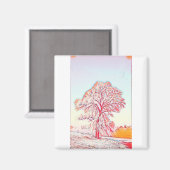 Moderne waterverf van gekleurde sneeuwbomen magneet (Voorkant / Achterkant)