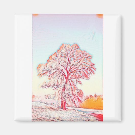 Moderne waterverf van gekleurde sneeuwbomen magneet (Voorkant)