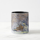 Moderne waterverf van gekleurde sneeuwbomen mok (Midden)