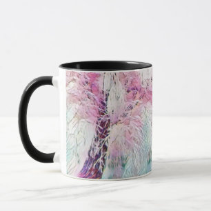Moderne waterverf van gekleurde sneeuwbomen mok