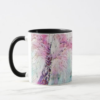 Moderne waterverf van gekleurde sneeuwbomen mok
