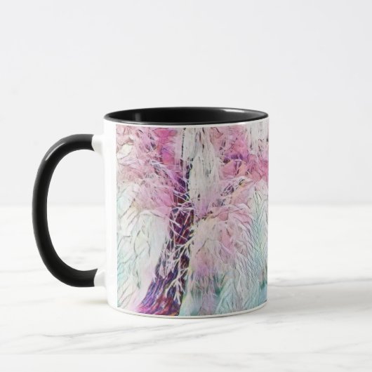Moderne waterverf van gekleurde sneeuwbomen mok (Links)