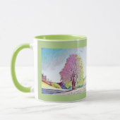 Moderne waterverf van gekleurde sneeuwbomen mok (Links)