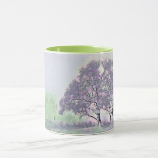 Moderne waterverf van gekleurde sneeuwbomen mok (Midden)