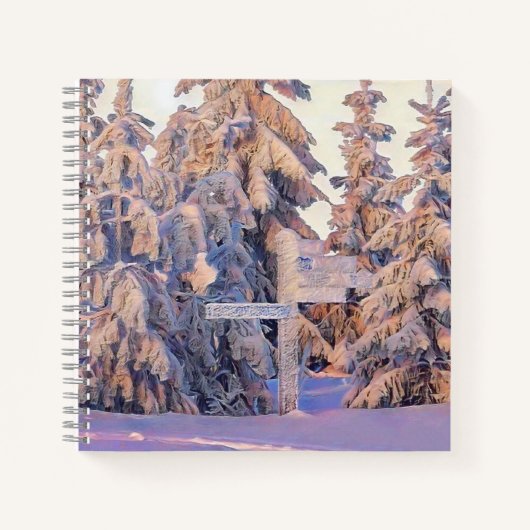 Moderne waterverf van gekleurde sneeuwbomen notitieboek (Voorkant)