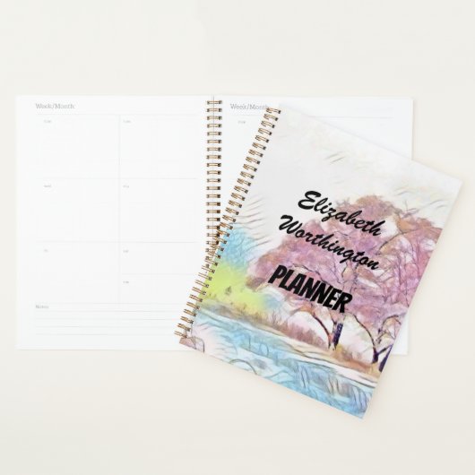 Moderne waterverf van gekleurde sneeuwbomen planner (Display)