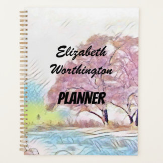 Moderne waterverf van gekleurde sneeuwbomen planner