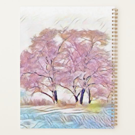 Moderne waterverf van gekleurde sneeuwbomen planner (Achterkant)