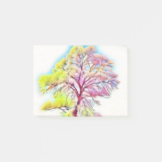 Moderne waterverf van gekleurde sneeuwbomen post-it® notes (Voorkant)