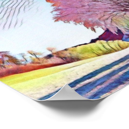 Moderne waterverf van gekleurde sneeuwbomen poster (Hoek)