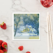 Moderne waterverf van gekleurde sneeuwbomen servet (Insitu)