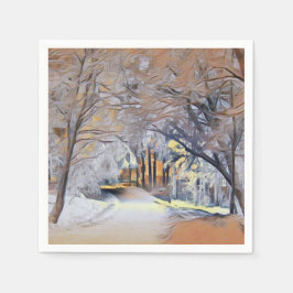 Moderne waterverf van gekleurde sneeuwbomen servet