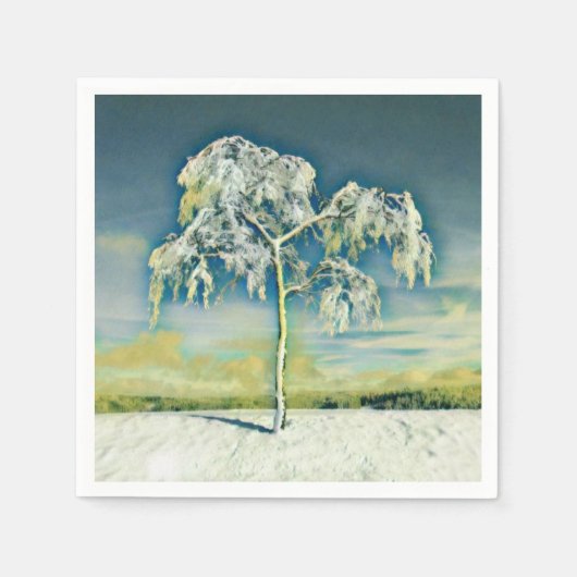 Moderne waterverf van gekleurde sneeuwbomen servet (Voorkant)