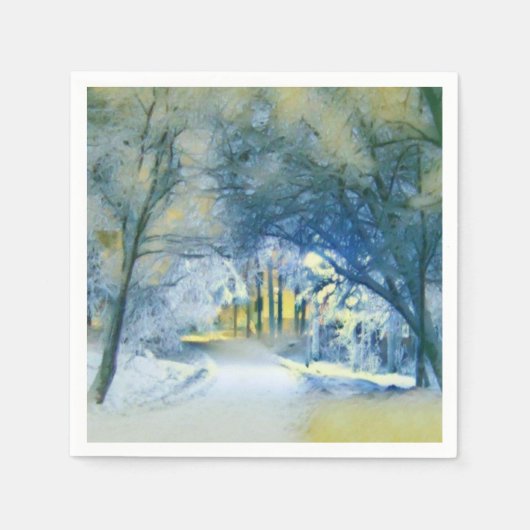 Moderne waterverf van gekleurde sneeuwbomen servet (Voorkant)