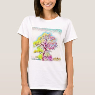 Moderne waterverf van gekleurde sneeuwbomen t-shirt