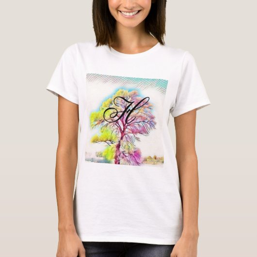 Moderne waterverf van gekleurde sneeuwbomen t-shirt (Voorkant)