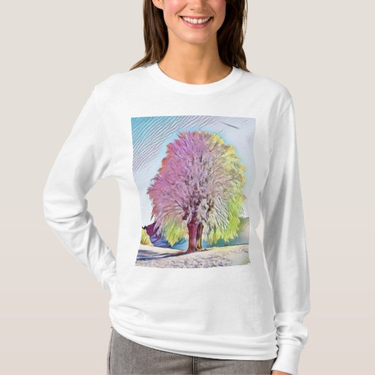 Moderne waterverf van gekleurde sneeuwbomen t-shirt (Voorkant)
