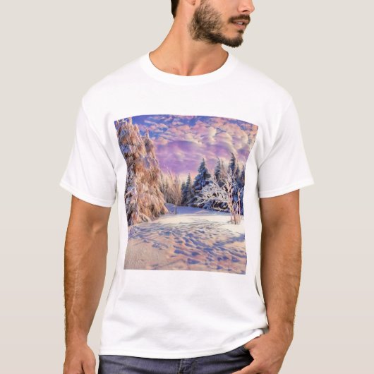 Moderne waterverf van gekleurde sneeuwbomen t-shirt (Voorkant)