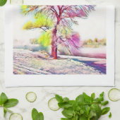 Moderne waterverf van gekleurde sneeuwbomen theedoek (Gevouwen)