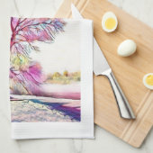 Moderne waterverf van gekleurde sneeuwbomen theedoek (Quarter Fold)