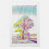 Moderne waterverf van gekleurde sneeuwbomen theedoek (Verticaal)