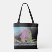 Moderne waterverf van gekleurde sneeuwbomen tote bag (Achterkant)