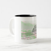 Moderne waterverf van gekleurde sneeuwbomen tweekleurige koffiemok (Voorkant links)