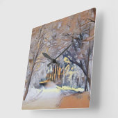 Moderne waterverf van gekleurde sneeuwbomen vierkante klok (Hoek)