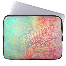 Moderne waterverf van gradiënt en gouddemaat laptop sleeve