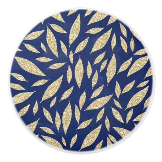 Moderne waterverf van het zwarte goudglitterblad keramische knop (Voorkant)