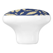 Moderne waterverf van het zwarte goudglitterblad keramische knop (Zijkant)