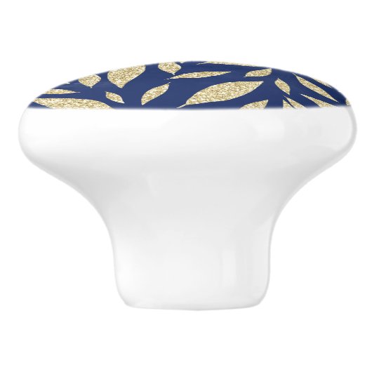 Moderne waterverf van het zwarte goudglitterblad keramische knop (Zijkant)