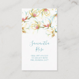 Moderne Waterverf van magnolia Flower Floral Visitekaartje