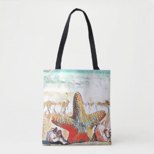 Moderne Waterverf van Oranje schelpen Tote Bag