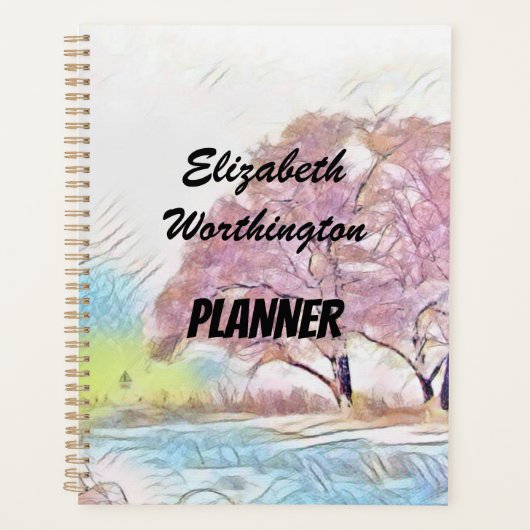 Moderne waterverf van pastelkleurige bomen planner (Voorkant)
