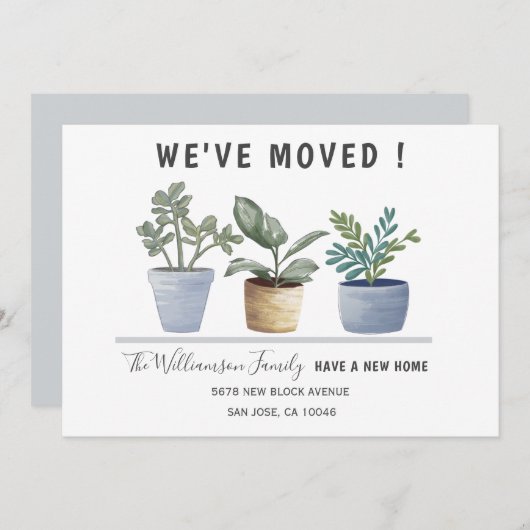 Moderne Waterverf van Potted Planten Aankondiging (Voorkant / Achterkant)