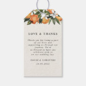 Moderne Waterverf van Sinaasappel en bloemen Cadeaulabel (Voorkant)